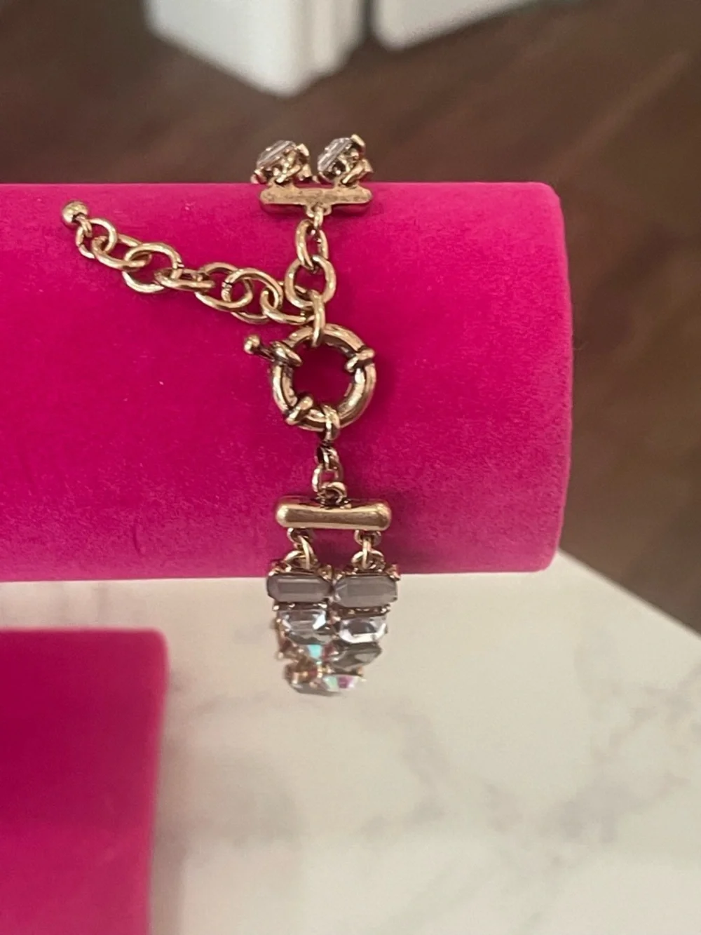 Vintage Crystal Multi-Shape Tennis Bracelet Gold Tone Double Strand
